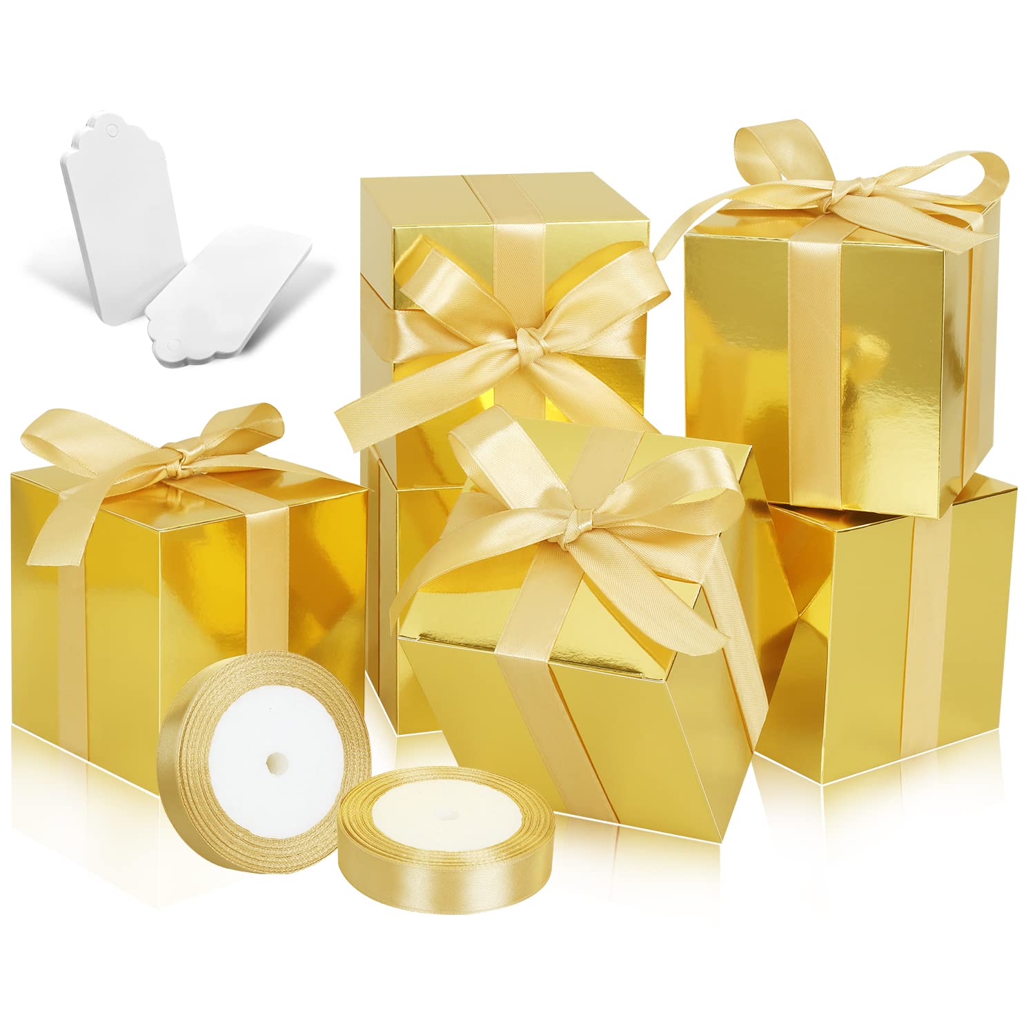 DOYIDE Gold Gift Boxes 5x5x5, 30 Pack Paper Gift Boxes with Lids